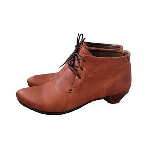 Chocolate Negro Portugal Leather Ankle Boots Lace Up Retro Inspired Brandy Color